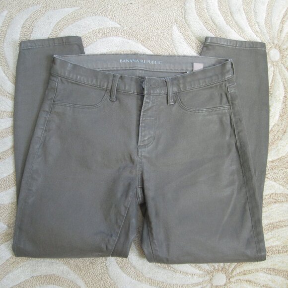Banana Republic Faux Leather Skinny Pants Grey Green Size 26P - Picture 1 of 5